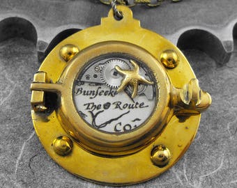 Steampunk Porthole Nautical Brass Necklace - The Porthole of Discovery by COGnitive Creations