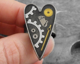 Steampunk Clockwork Heart Ring - My Little Clockwork Heart by COGnitive Creations