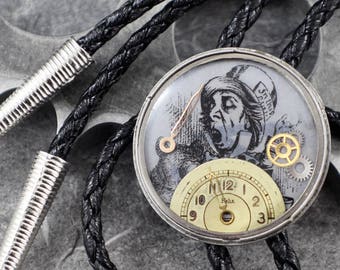 Alice in Wonderland Steampunk Mad Hatter Bolo - On Mad Hatter Time by COGnitive Creations