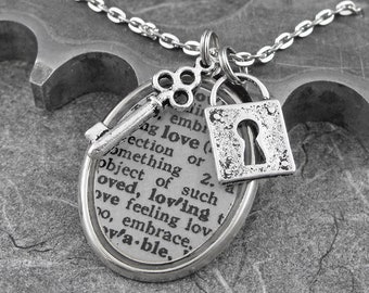 Love Definition Lock and Key Necklace - Opening the Silver Gates of Happiness by COGnitive Creations