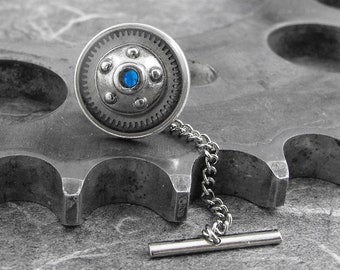 Nautical Steampunk Blue Tie Tack Pin - The Porthole of Discovery by COGnitive Creations by COGnitive Creations