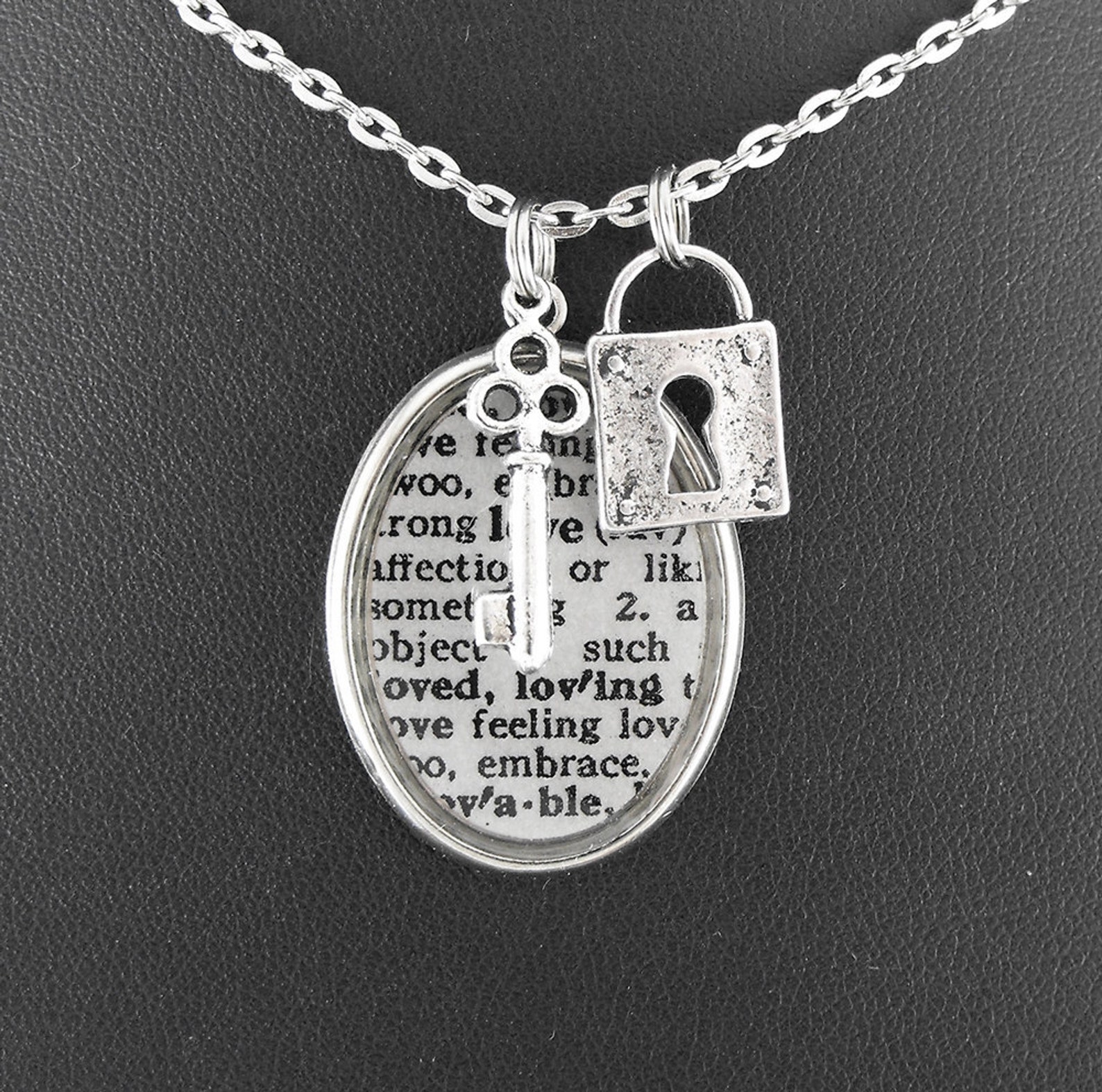 Love Definition Lock and Key Necklace Opening the Silver Gates of