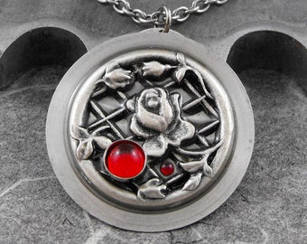 Red Rose on Lattice Necklace - The Rose Garden by COGnitive Creations