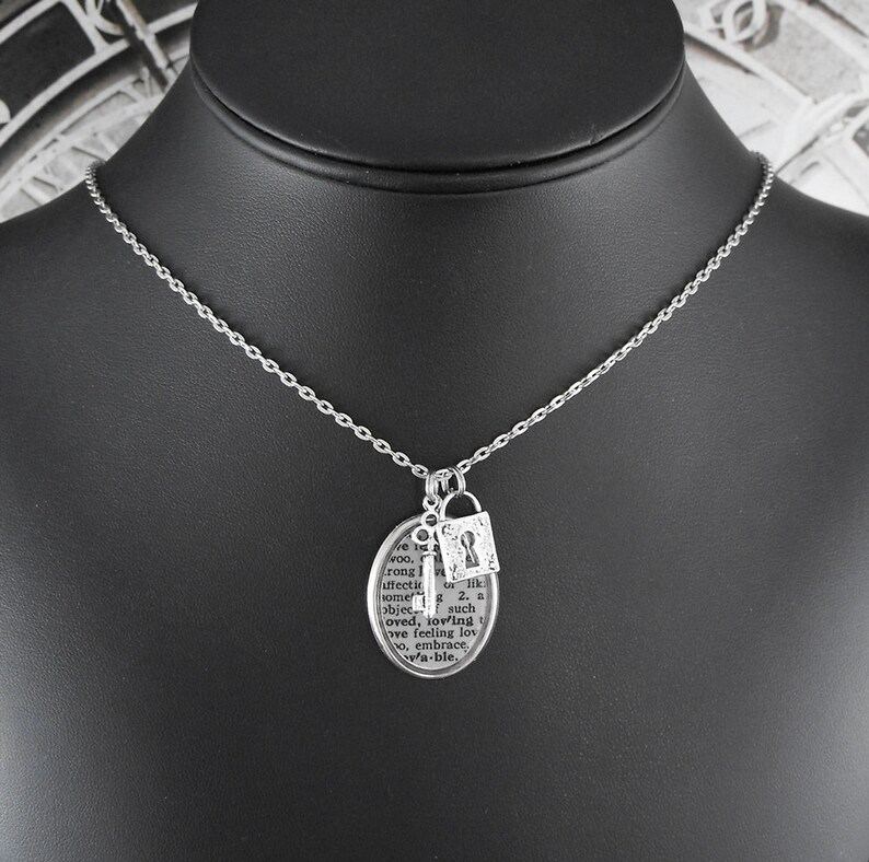 Love Definition Lock and Key Necklace Opening the Silver Gates of