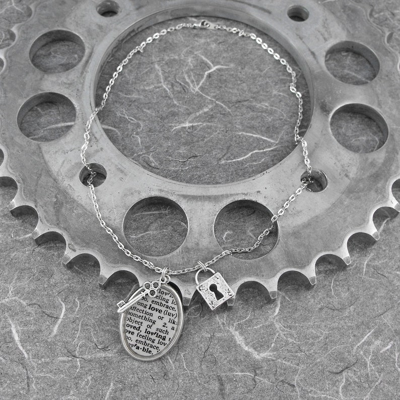 Love Definition Lock and Key Necklace Opening the Silver Gates of