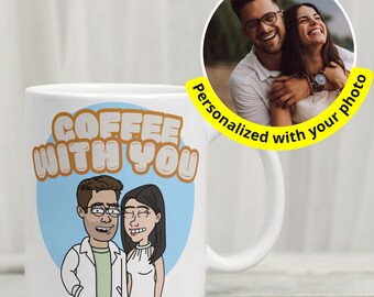 Mini-Me Mug 'Coffe with you' | Unique Personalized Mug | Custom designed mug with a cartoon of yourself / family / friends