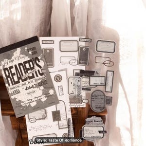 Journal PET/Washi Stickerheft. Dies ist ein wunderschönes 16-seitiges Vintage-Stickerbuch.