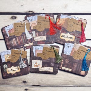 Junk Journal Ephemera. Vintage style Journal pocket with journal cards. Authentic vintage material. Book ephemera. 6 piece pocket set