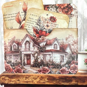 Objetos de Diário de Lixo. Bolso para diário com cartões de diário. Objetos de Rosa. Bolso de Rosa para diário de lixo. Edição Manor de Rosa