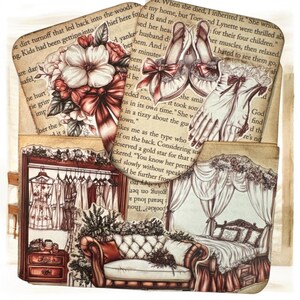 Objetos de diário de sucata. Bolso para diário com cartões de diário. Objetos de rosas. Bolso de rosas para diário de sucata.