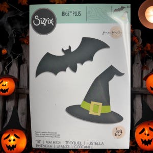 Matriz de fivela de morcego para chapéu de bruxa Sizzix Bigz Plus. Modelo número 66596z. Por Jennifer Osborn.