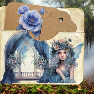 Junk Journal Ephemera. Fairy Journal pocket with tags. Authentic vintage material. Fairy.