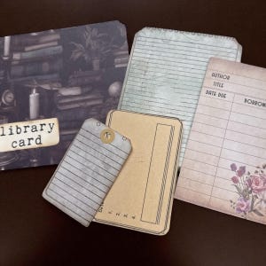 Junk Journal Ephemera. Vintage style Journal pocket with journal cards. Authentic vintage material. Book ephemera. 5 piece pocket set