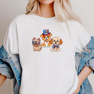 Patriotic American Dogs T-Shirt: 4th of July USA Holiday Tee
