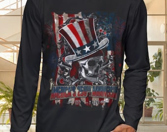 Uncle Sam Skull Hoodie | American Flag Patriotic Graphic Men Sports Warmup Hoodie