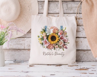Flower Tote Bag, Wild Flower Bag, Nature Tote, Shopping Bag, Flower Bouquet, wildflowers Flower Bags, Botanical Pattern Bags, Flower Canva