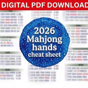 Fusklapp för Mahjong-händer 2026 | NMJL-kortreferensguide (digital nedladdning)