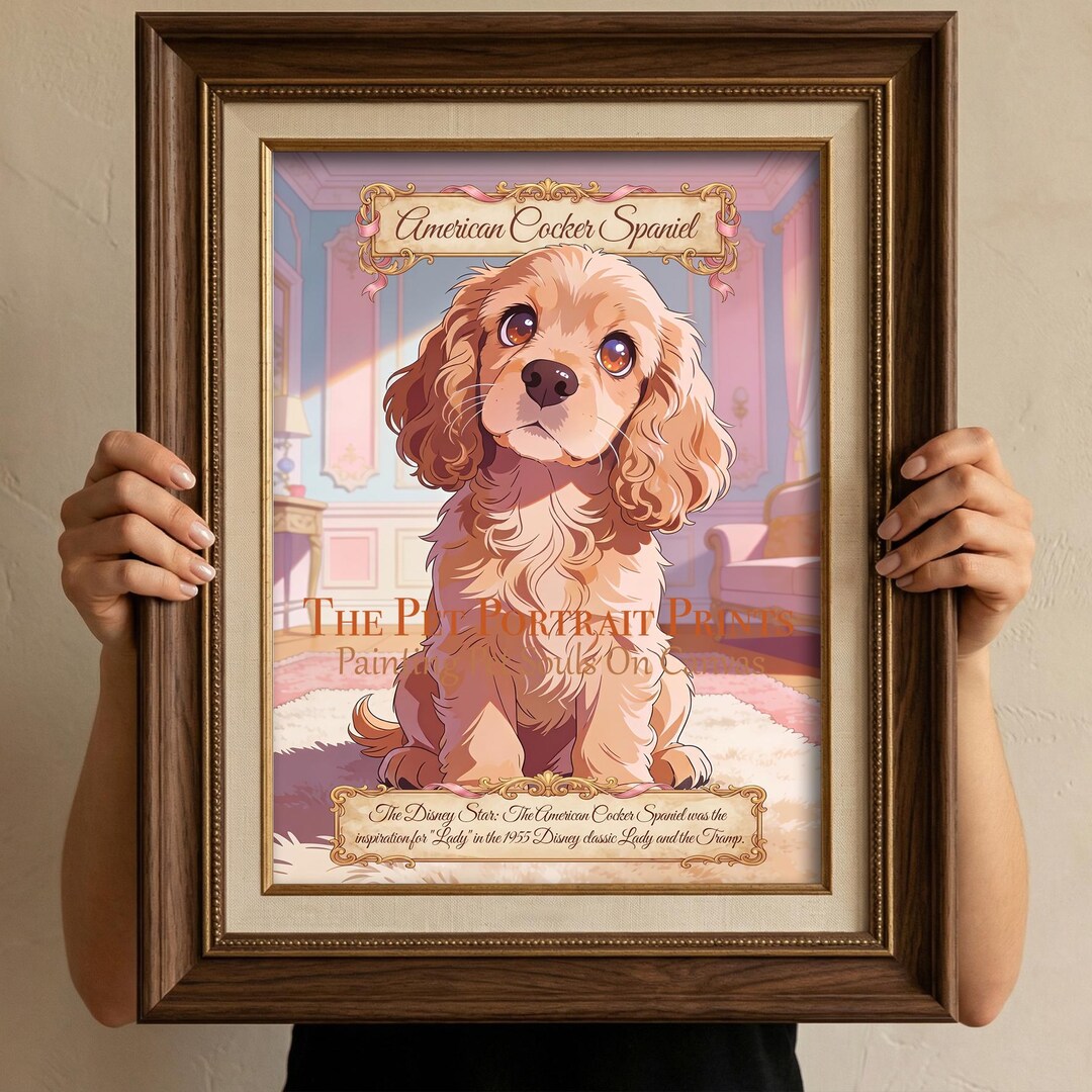 Cocker Spaniel Dog Art With Fun Facts, Pet Portrait Print Nursery Wall ...