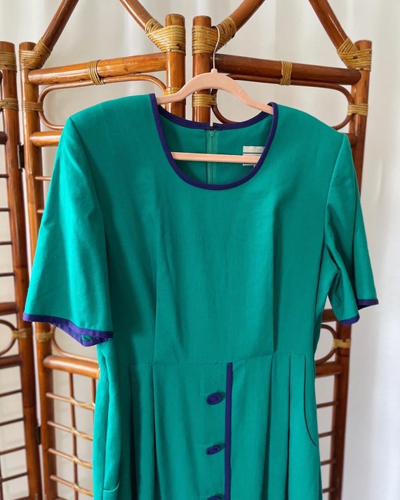 80s/90s Teal Button Dress