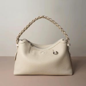 Minimal Leather Hand Bag, Leather Top Handle Bag, Pebbled Leather Shoulder Bag, Leather Hobo Bag