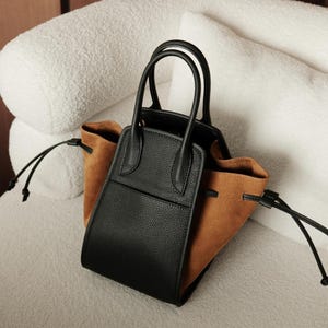 Minimal Leder Top Griff Tasche, Leder Tragetasche, Echtleder Totes, Minimal Lederhandtasche
