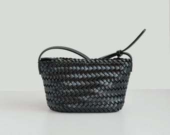 Bolso de hombro de cuero tejido, bolso bandolera tejido, bolso pequeño de cuero tejido, bolsos de mano tejidos