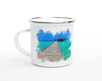 Kaffeetasse Malediven Tasse Campingbecher Emaillebecher Souvenir Maldives Reisetasse