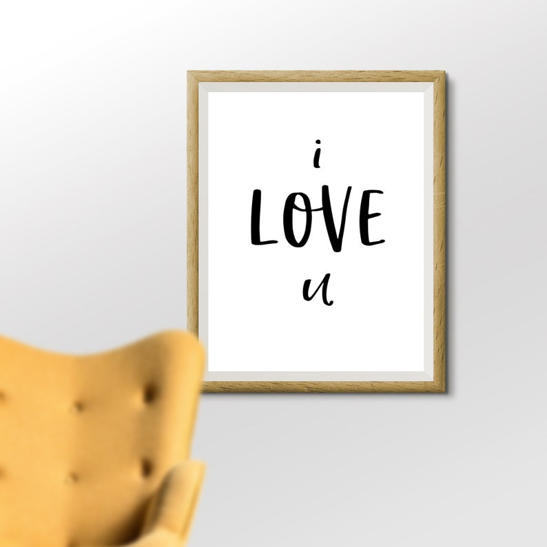 I Love You Printable, Wall Art, Simple, Minimal, Digital Download ...