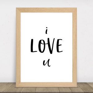 I Love You Printable, Wall Art, Simple, Minimal, Digital Download ...