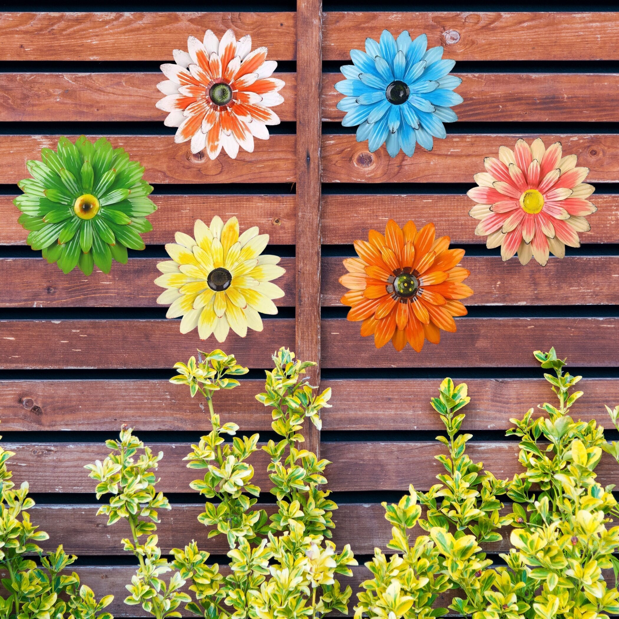 「ちま」ディップフラワー　まとめ売り Set of Three Metal Zinnia Flower Garden Stakes,yard