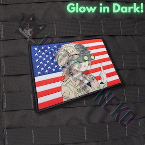Anime Morale Patch - NVG Girl USA - Flag Version - Glow In Dark