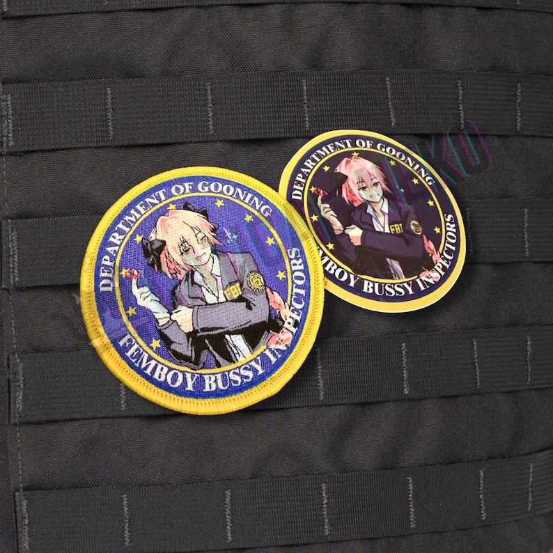 Anime Morale Patch - FBI - Femboy Bussy Inspectors Version B + Sticker