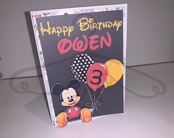 Mickey Mouse Themed Birthday Card- Disney PrincessThemed 3D Birthday Cards- Custom/Personalized Birthday Cards