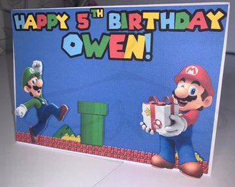 Super Mario Brothers Themed Birthday Card- 3D Birthday Cards- Custom/Personalized Birthday Cards