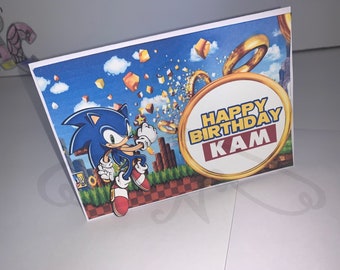 Sonic The Hedgehog Themed Birthday Card- 3D Birthday Cards- Custom/Personalized Birthday Cards