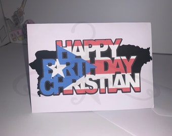 Grußkarte Mit Puertoricanischer Flagge – Hochwertige Klappkarte 12,7x17,8 Cm, Blanko Innen