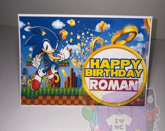 Blue Speed Hedgehog Inspired Birthday Card – 3D Gamer Birthday Card – Fast Character Theme – Handmade 5x7 Personalized Card for Kids