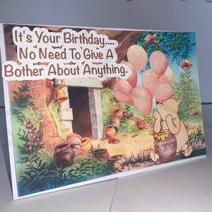 Winnie the Pooh Themed Birthday Card-  Themed 3D Birthday Cards- Custom/Personalized Birthday Cards