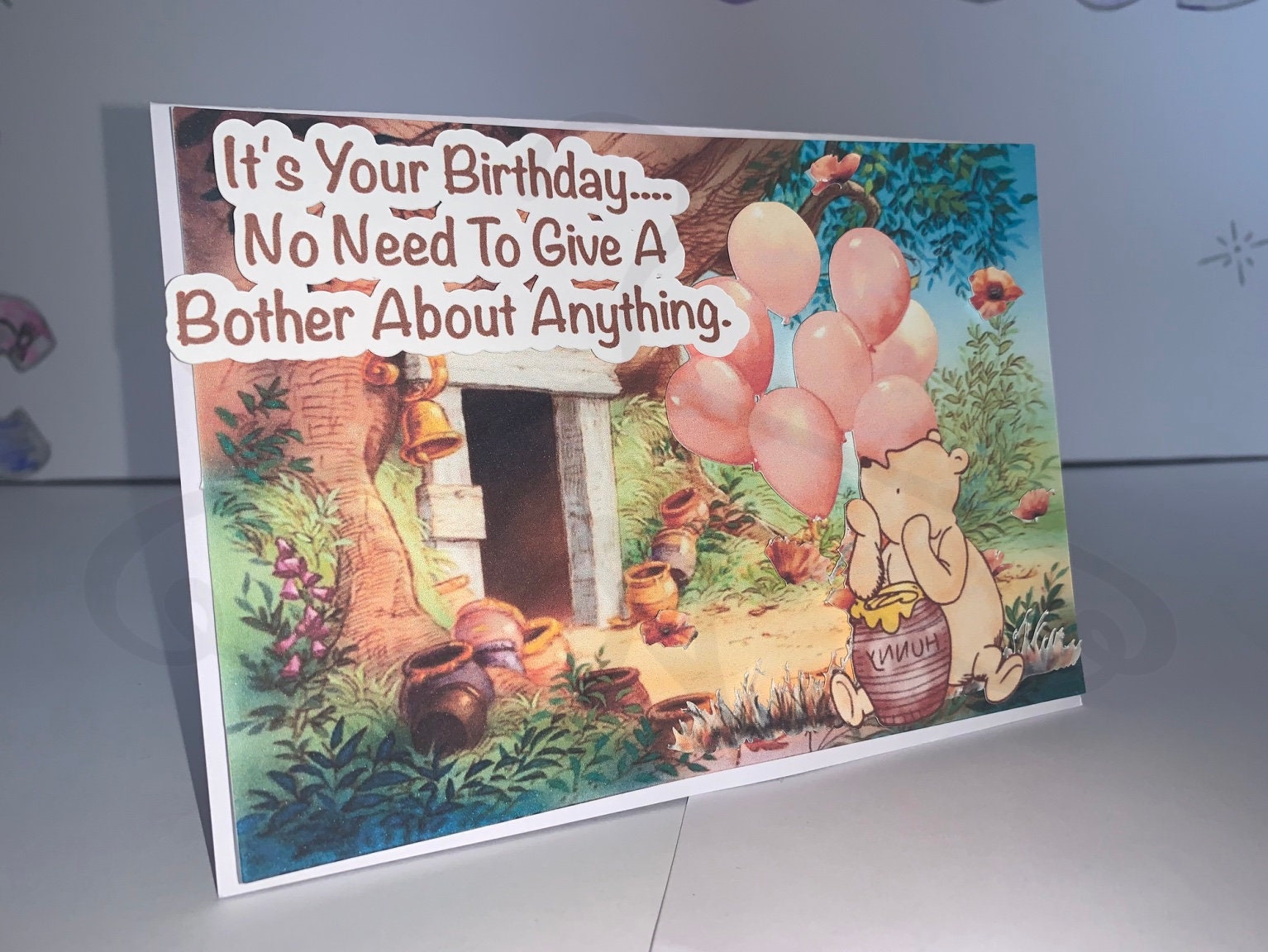 Winnie the Pooh Themed Birthday Card-  Themed 3D Birthday Cards- Custom/Personalized Birthday Cards