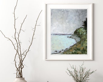 Ocean Painting California Coastal Wall Art, Archival Print, Rustic Landscape Art, Ocean Print // Salmon Creek Beach