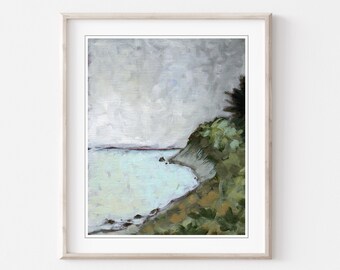 Ocean Painting California Coastal Wall Art, Archival Print, Rustic Landscape Art, Ocean Print // Salmon Creek Beach