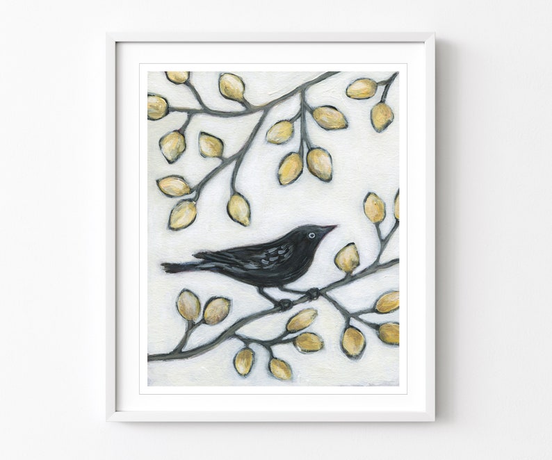 Bird Art Prints Set of 3 Prints, Birds in Branches, Art Prints, Bird Paintings, Triptych Nature Wall Art, 8x10 11x14 Prints image 5