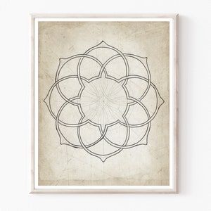 Mandala Geometry Art Print: Moorish Style Line Drawing