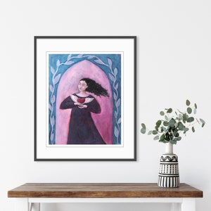 Winged Heart Painting, Dancer, Archival Print, Sufi Heart, Pink Blue Wall Art, 8x10 16x20 Print image 3