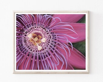 Purple Passionflower Print - Original Painting, Archival Print, Purple Wall Art, Flower Painting, Floral Wall Art, 8x10 16x20 Print