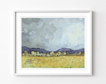 California Landscape Print - Fine Art Print, Gray Mustard Yellow, Wall Art Print, 8x10 16x20 Print - Yellow Autumn