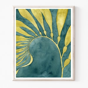 Seaweed Art Print - Ocean Watercolor Print, Kelp Art Print, Marine Life, Blue Green, Nature Wall Art Print, 8x10 11x14 Print - Flowing Kelp