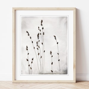 Gray Botanical Illustration Minimal Nature Print, Fine Art Watercolor Print, Gray Nature Wall Art, 8x10 11x14 Print Speckled image 4