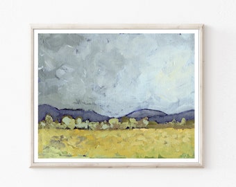 California Landscape Print - Fine Art Print, Gray Mustard Yellow, Wall Art Print, 8x10 16x20 Print - Yellow Autumn