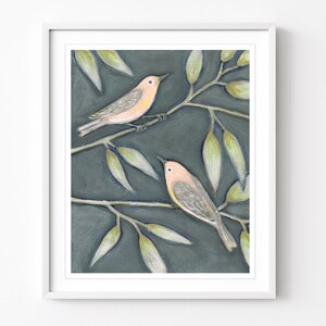 Bird Art Prints Set of 3 Prints, Birds in Branches, Art Prints, Bird Paintings, Triptych Nature Wall Art, 8x10 11x14 Prints image 6